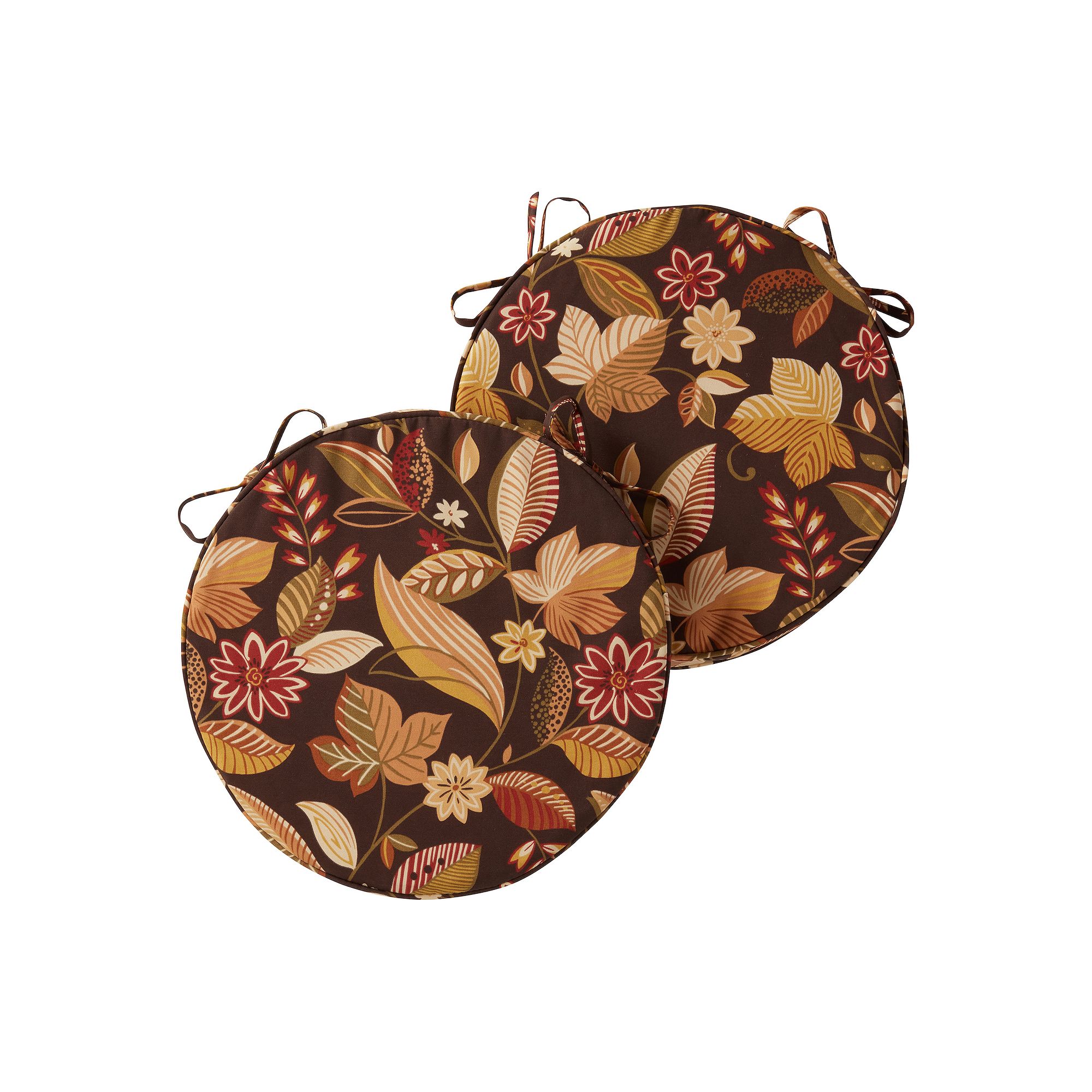 Greendale Home Fashions Outdoor Round Chair Pad 2-Pack, Timberland Floral