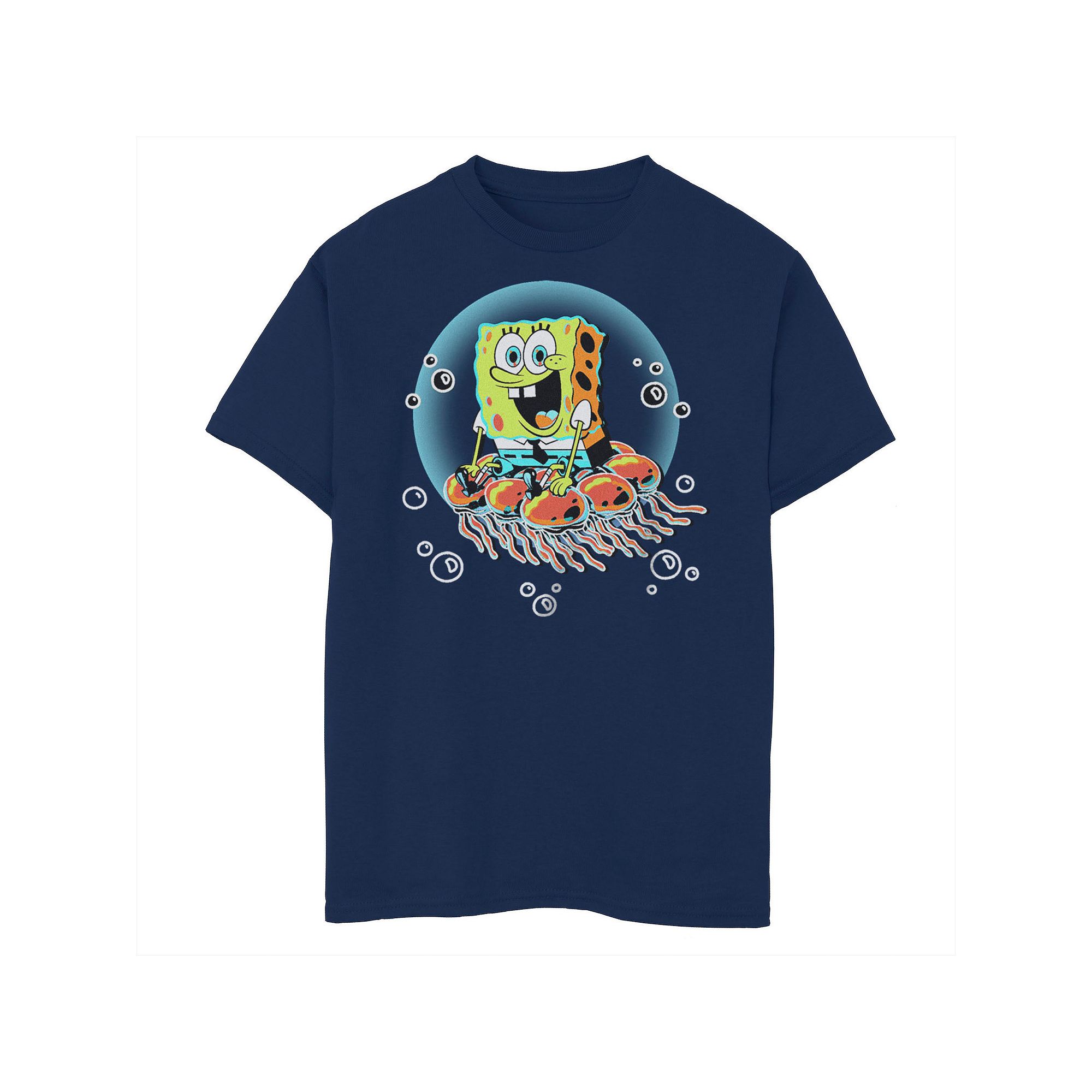 Boys 8-20 Husky Nickelodeon SpongeBob SquarePants Riding Jellyfish Bubbles 