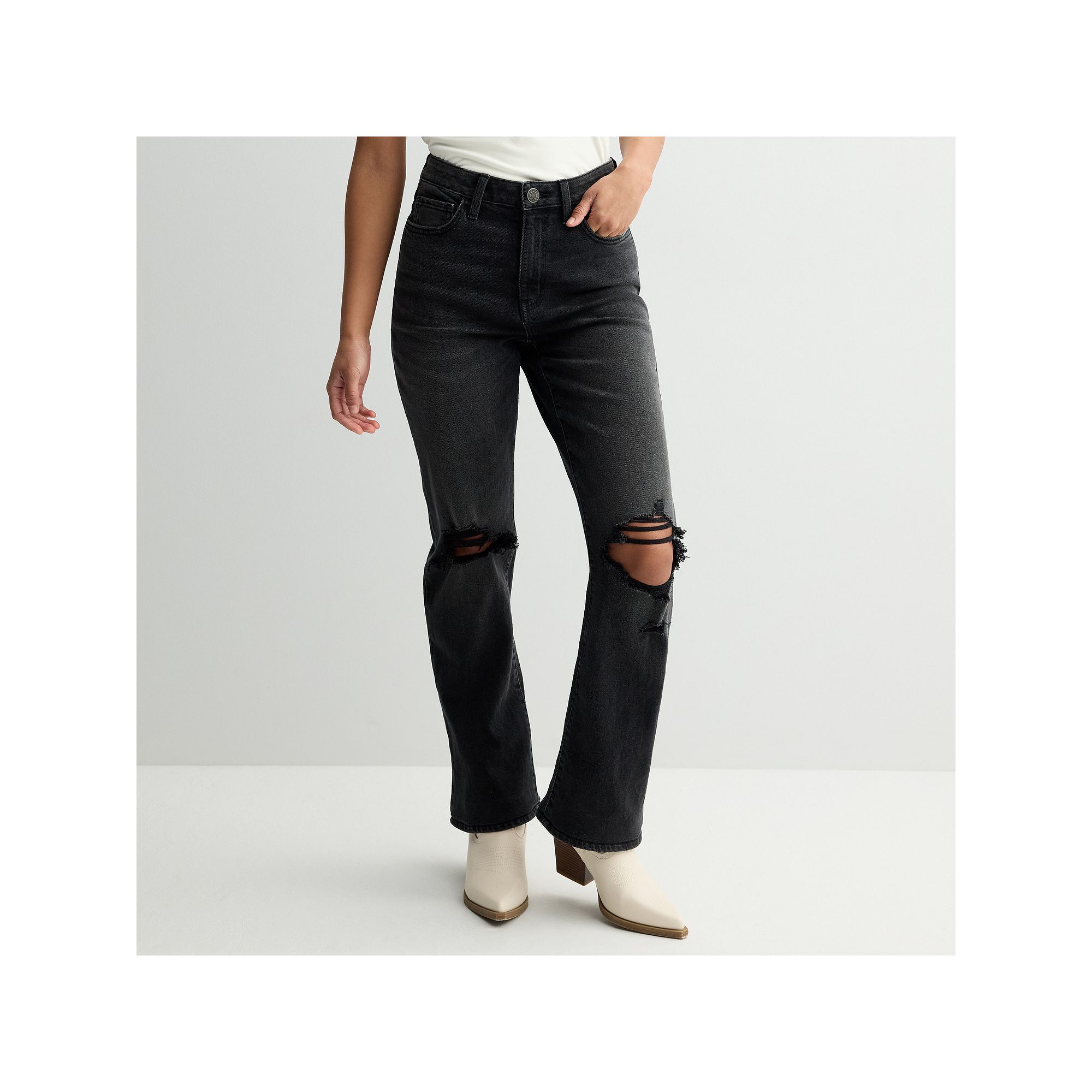 Juniors SO® High-Rise 90s Bootcut Jeans, Womens, Size: 0 Short, Black D