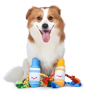 Crayola Marker Rope Plush Squeaker Pet Toy Combo Set