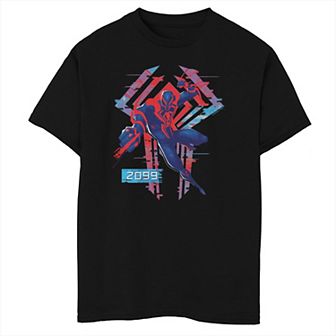Boys 8-20 Husky Spider-Man: Across The Spider-Verse 2099 Glitchy Background Graphic Tee