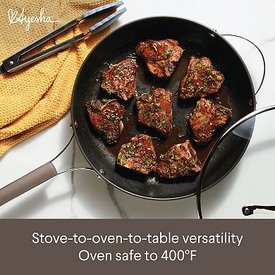 Ayesha Curry Hard Anodized Collection 12.25-in. Nonstick Deep Frying Pan with Lid