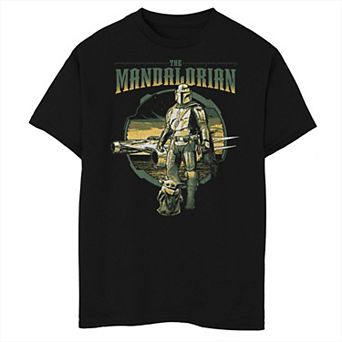 Boys 8-20 Husky The Mandalorian Din Djarin Grogu N-1 Starfighter Western Graphic Tee