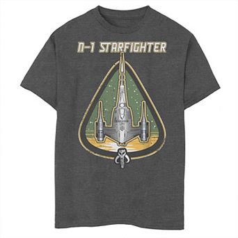 Boys 8-20 Husky The Mandalorian N-1 Starfighter Mythosaur Skull Emblem Graphic Tee