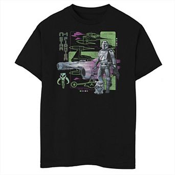 Boys 8-20 Husky The Mandalorian Emblem N-1 Star Fighter Din Djarin Grogu Graphic Tee