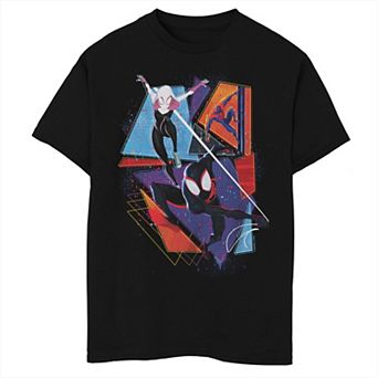 Boys 8-20 Spiderman Across The Spider Verse Group Color Block Background Tee