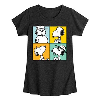Girls 7-16 Peanuts Siblings Grid Graphic Tee