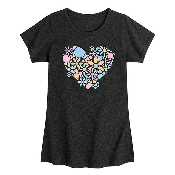 Girls 716 Flower Heart Graphic Tee
