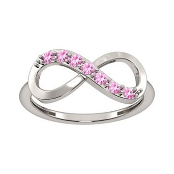 Sterling Silver Lab-Created Pink Sapphire Infinity Right Hand Ring