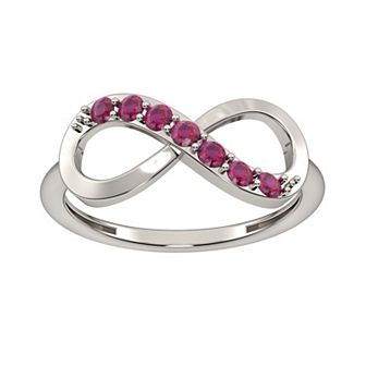 Sterling Silver Lab-Created Ruby Infinity Right Hand Ring