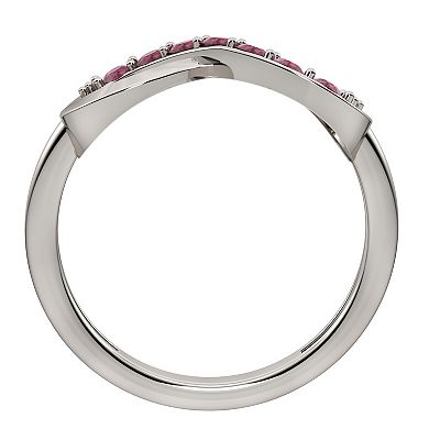 Sterling Silver Lab-Created Ruby Infinity Right Hand Ring