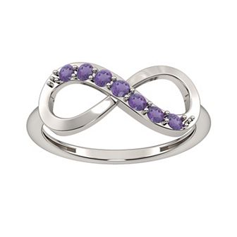 Sterling Silver Amethyst Infinity Right Hand Ring