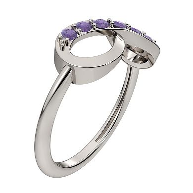 Sterling Silver Amethyst Infinity Right Hand Ring