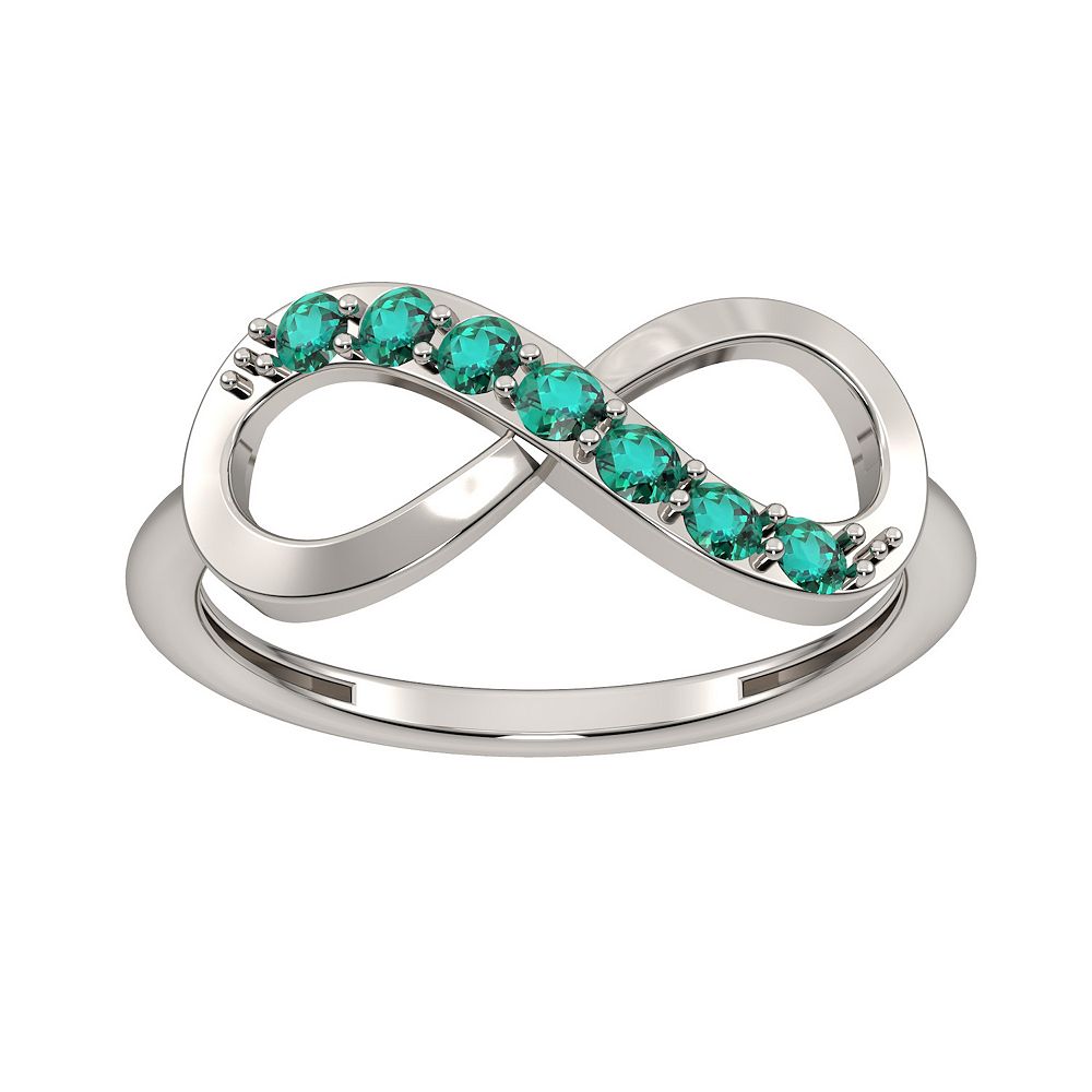 Sterling Silver Lab-Created Emerald Infinity Right Hand Ring