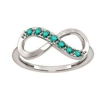 Sterling Silver Lab-Created Emerald Infinity Right Hand Ring