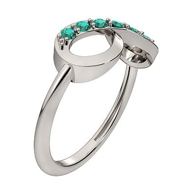 Sterling Silver Lab-Created Emerald Infinity Right Hand Ring