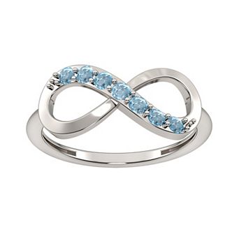 Sterling Silver Blue Topaz Infinity Right Hand Ring