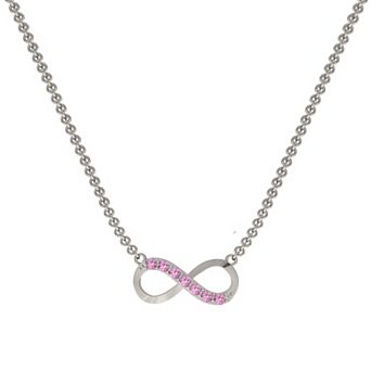 Sterling Silver Lab-Created Pink Sapphire Infinity Necklace
