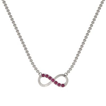 Sterling Silver Lab-Created Ruby Infinity Necklace