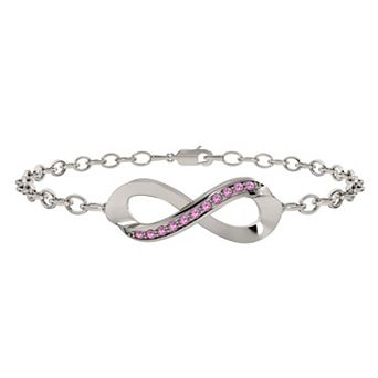 Sterling Silver Lab-Created Pink Sapphire Infinity Bracelet