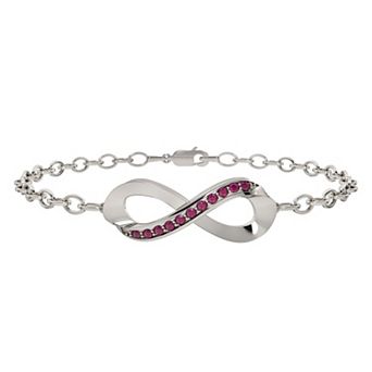 Sterling Silver Lab-Created Ruby Infinity Bracelet