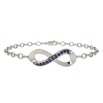 Sterling Silver Lab-Created Sapphire Infinity Bracelet