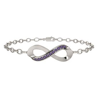 Sterling Silver Amethyst Infinity Bracelet