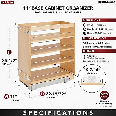 Rev-a-shelf 8" Pull Out Vanity Storage Organizer For Base Cabinets, 448-bc19-8c