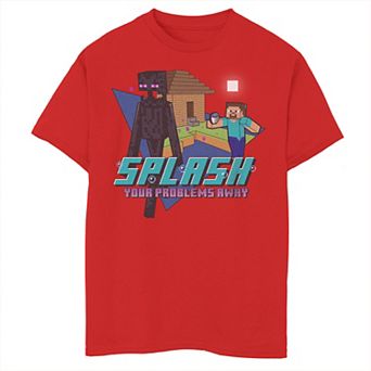 Boys 8-20 Minecraft Steve Enderman Splash Your Problems Away Graphic Tee