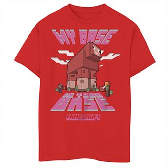 Boys 8-20 Minecraft Steve Alex My Base is Your Pink Lamb Graphic Tee