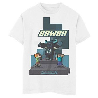 Boys 8-20 Minecraft Alex Steve Fight Warden Rawr Graphic Tee