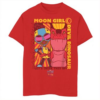 Boys 8-20 Marvel Moon Girl and Devil Dinosaur Let's Juice This Up Boxes Graphic Tee