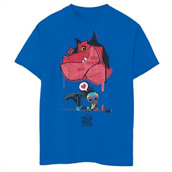 Boys 8-20 Marvel Moon Girl and Devil Dinosaur Lunella T-Rex Graffiti Heart Graphic Tee