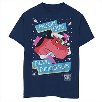 Boys 8-20 Marvel Moon Girl and Devil Dinosaur Hearts Portrait Graphic Tee