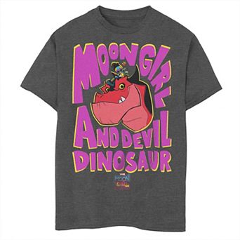 Boys 8-20 Marvel Moon Girl and Devil Dinosaur Waving Portrait Graphic Tee