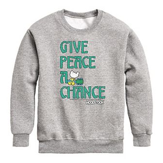 Boys 8-20 Woodstock Give Peace Fleece Crew Sweatshirt