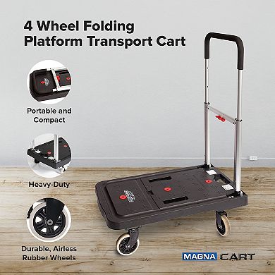 Magna Cart FF 4 Wheel Folding Platform Transport Cart with 300 Pound Capacity