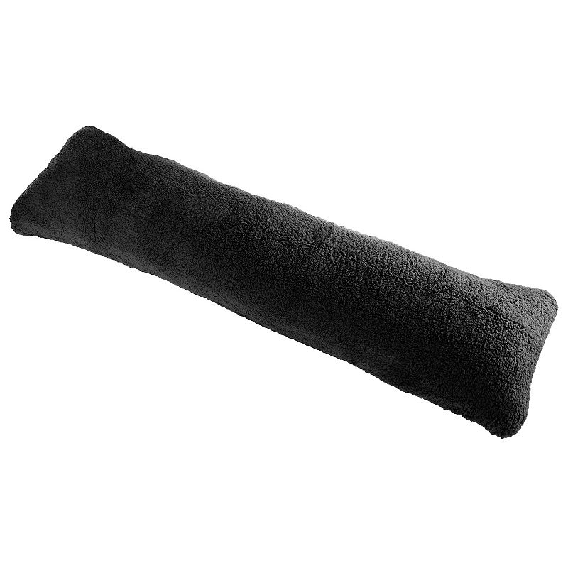 Lavish Home Sherpa Body Pillow Cover 18 x 52, Black, Standard