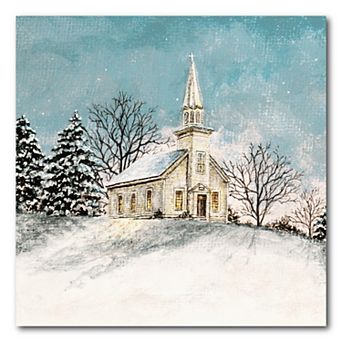 COURTSIDE MARKET Church On Christmas Canvas Wall Art