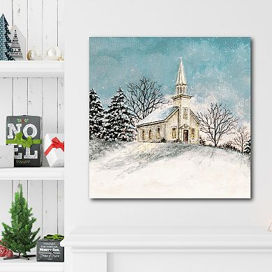 COURTSIDE MARKET Church On Christmas Canvas Wall Art