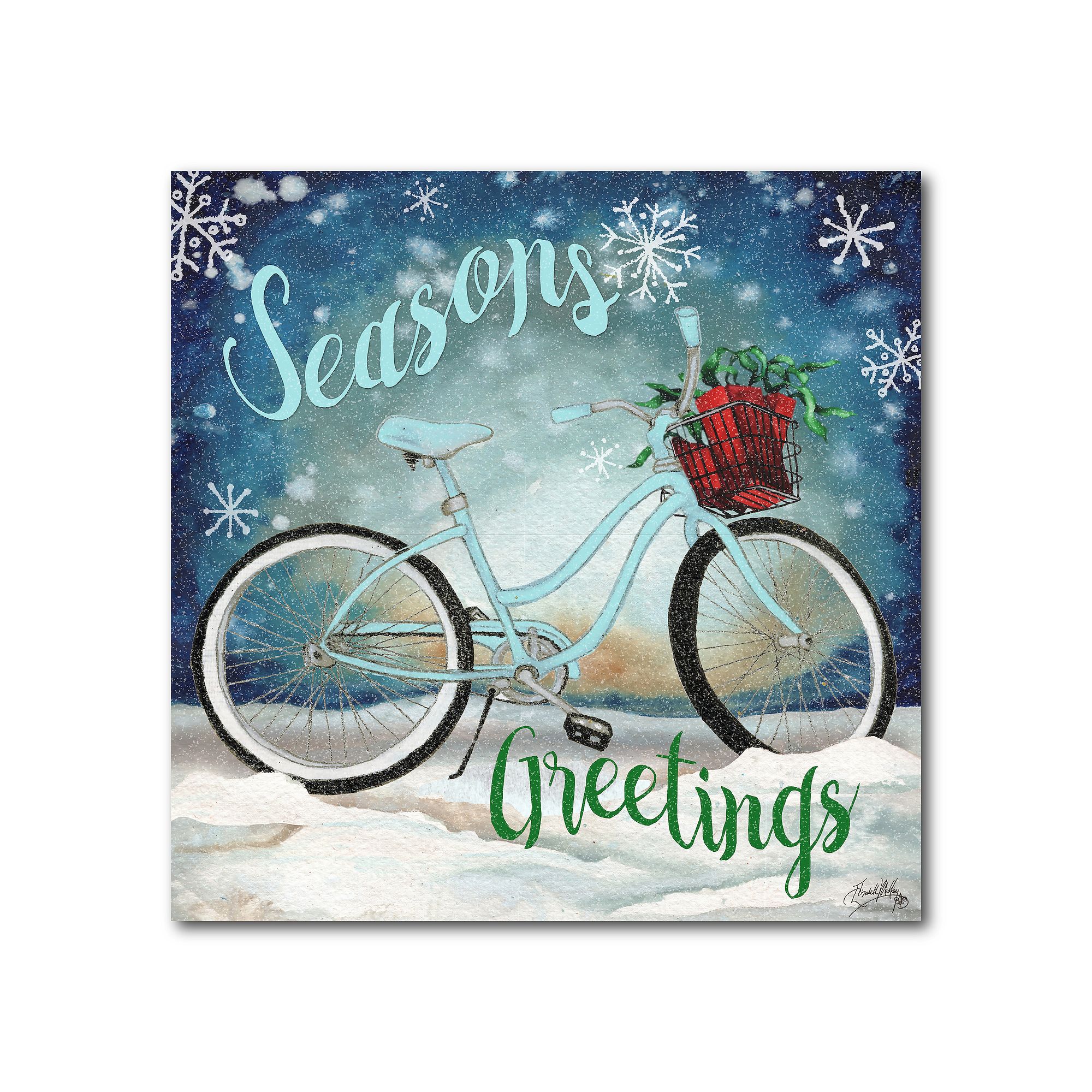 WEB-CHJ1392-16X16 COURTSIDE MARKET Holiday Bikes II Canvas Wall Art, sku WEB-CHJ1392-16X16