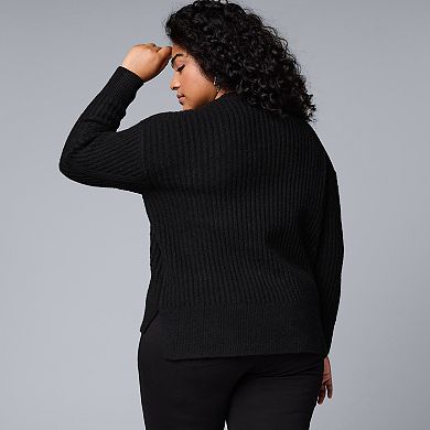 Plus Size Simply Vera Vera Wang Directional Rib Pullover Sweater