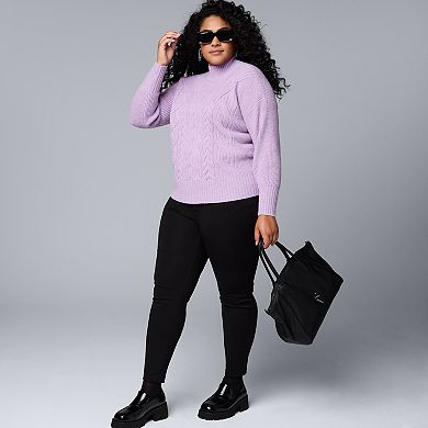 Plus Size Simply Vera Vera Wang Cable Turtleneck Sweater