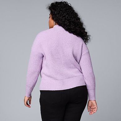 Plus Size Simply Vera Vera Wang Cable Turtleneck Sweater
