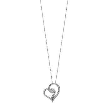 LeRose by Lexi and Rose Sterling Silver 1/10 Carat T.W. Diamond Swirly Heart Necklace