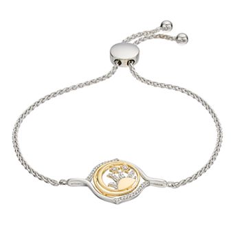 LeRose by Lexi and Rose Two-Tone Sterling Silver 1/10 Carat T.W. Diamond Sun & Stars Adjustable Bracelet