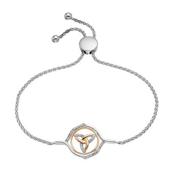 LeRose by Lexi and Rose Two-Tone Sterling Silver 1/10 Carat T.W. Diamond Trinity Knot Adjustable Bracelet