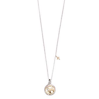 LeRose by Lexi and Rose Two-Tone Sterling Silver 1/10 Carat T.W. Diamond Crescent Moon & Sun Pendant Necklace