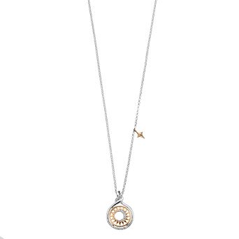 LeRose by Lexi and Rose 14k Gold Over Silver 1/10 Carat T.W. Diamond Circle Pendant Necklace