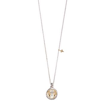 LeRose by Lexi and Rose Two-Tone Sterling Silver 1/10 Carat T.W. Diamond Cross & Wings Pendant Necklace